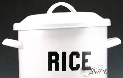 ホーロー　RICE(米びつ)メジャーカップ付(ホーロー)