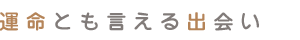 運命とも言える出会い